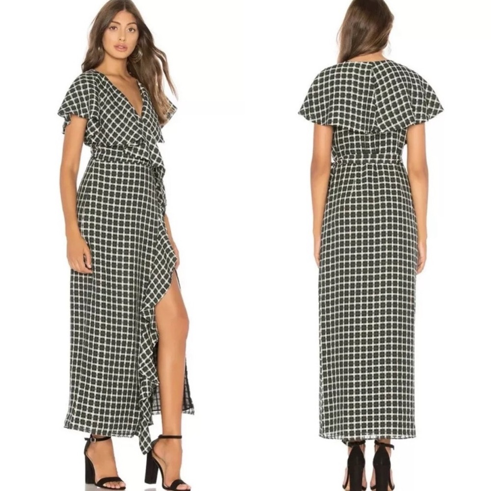 Tularosa Mila Green Plaid Check Wrap Style Dress Size Medium